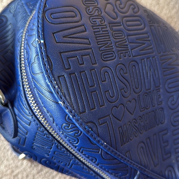 Love Moschino Blue Signature Embossed Classic Medium Backpack - Picture 12 of 13